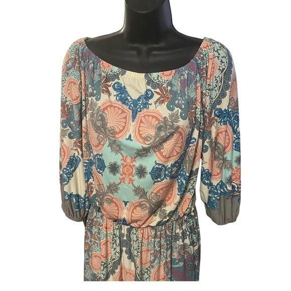 Boston Proper Paisley Blouson Elastic Waist Comfortable Ligt Wt Dress Size 6 - Picture 3 of 6